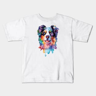 Colourful Australian Shepherd Dog Kids T-Shirt